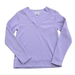 Dudley Stephens Valley Terry Fleece V Neck Sweatshirt Lavender Purple Size XS